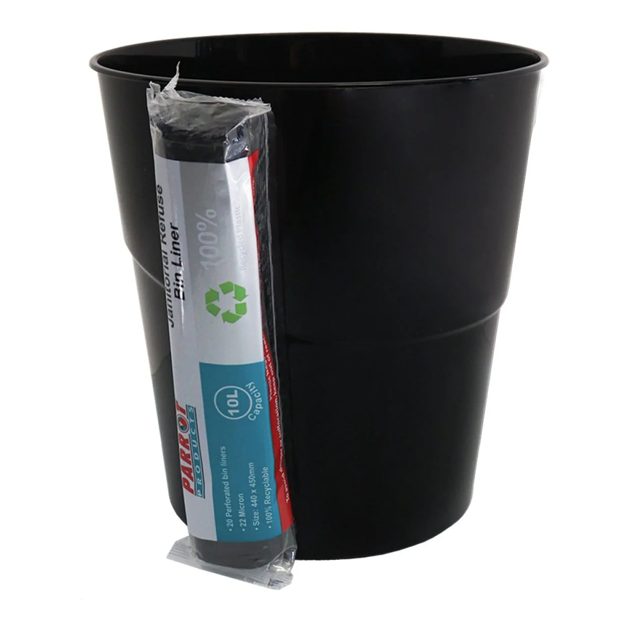 Parrot Janitorial 10L Waste Bin and 22 Micron Refuse Bag Combo GR071 - Image 2