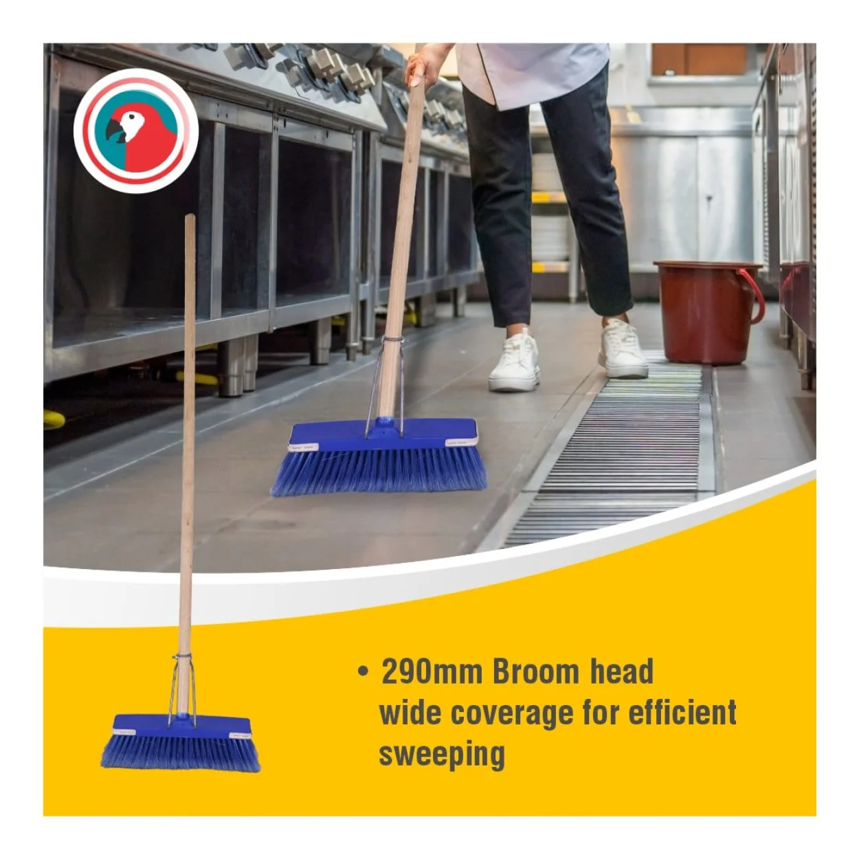 Parrot Janitorial Deluxe Broom with Wooden Handle JA0304 - Image 6