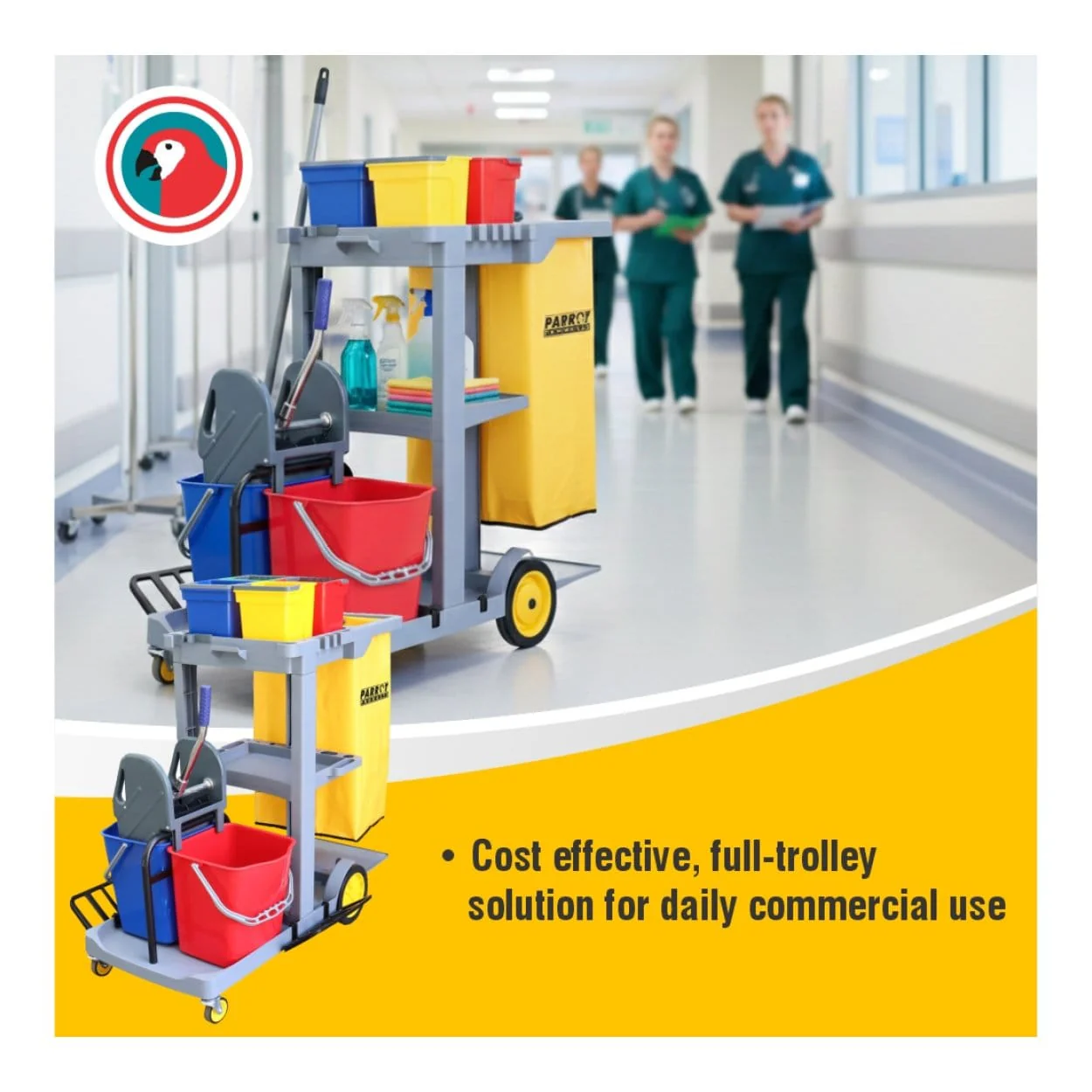 Parrot Janitorial Multi Purpose Service Trolley JA0703A - Image 2