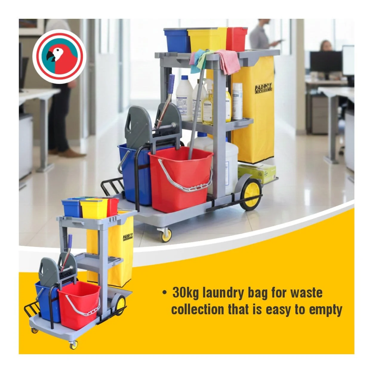 Parrot Janitorial Multi Purpose Service Trolley JA0703A - Image 3