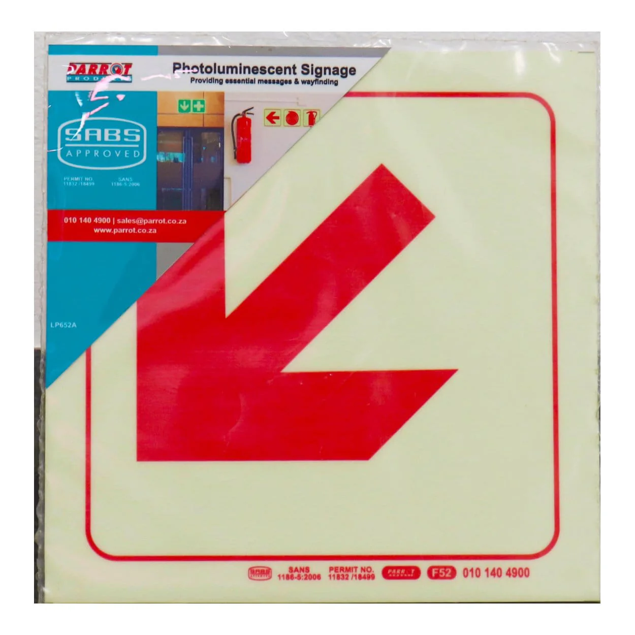 Parrot Photoluminescent 190mm Diagonal Arrow Down And Left Safety Sign-F52 SNP19F52 - Image 2