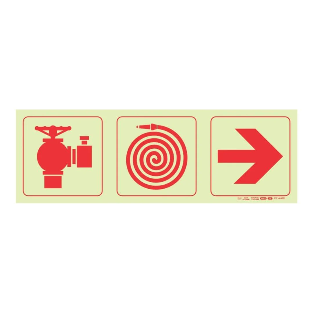 Parrot Photoluminescent 190mm Fire Hydrant Fire Hose Reel Arrow Right Safety Sign-F9 SNP19F9
