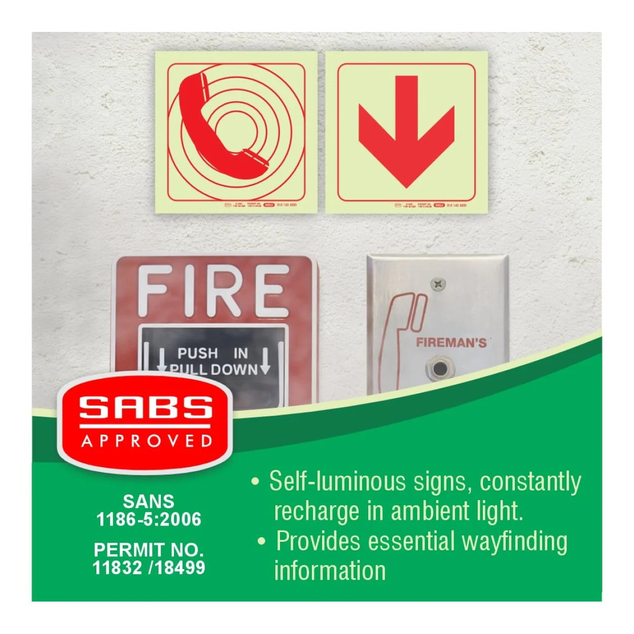 Parrot Photoluminescent 190mm Firemans Telephone Safety Sign-F48 SNP19F48 - Image 3