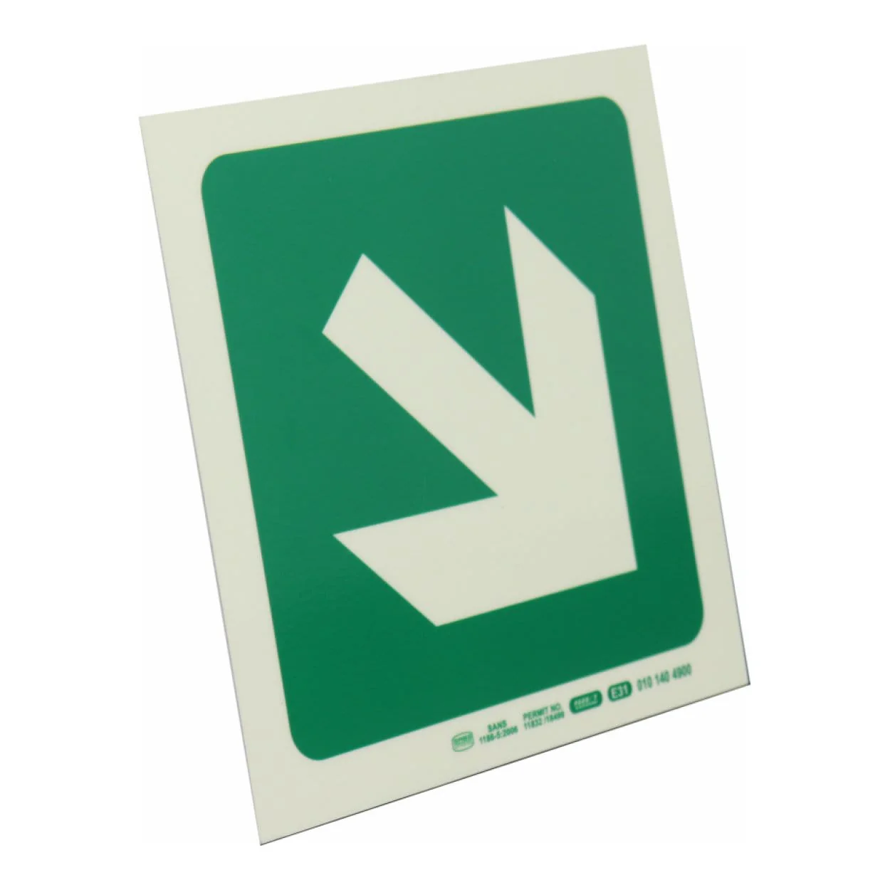 Parrot Photoluminescent 190mm Safety Sign E30 Diagonal Arrow Down And Left SNP19E30 - Image 3