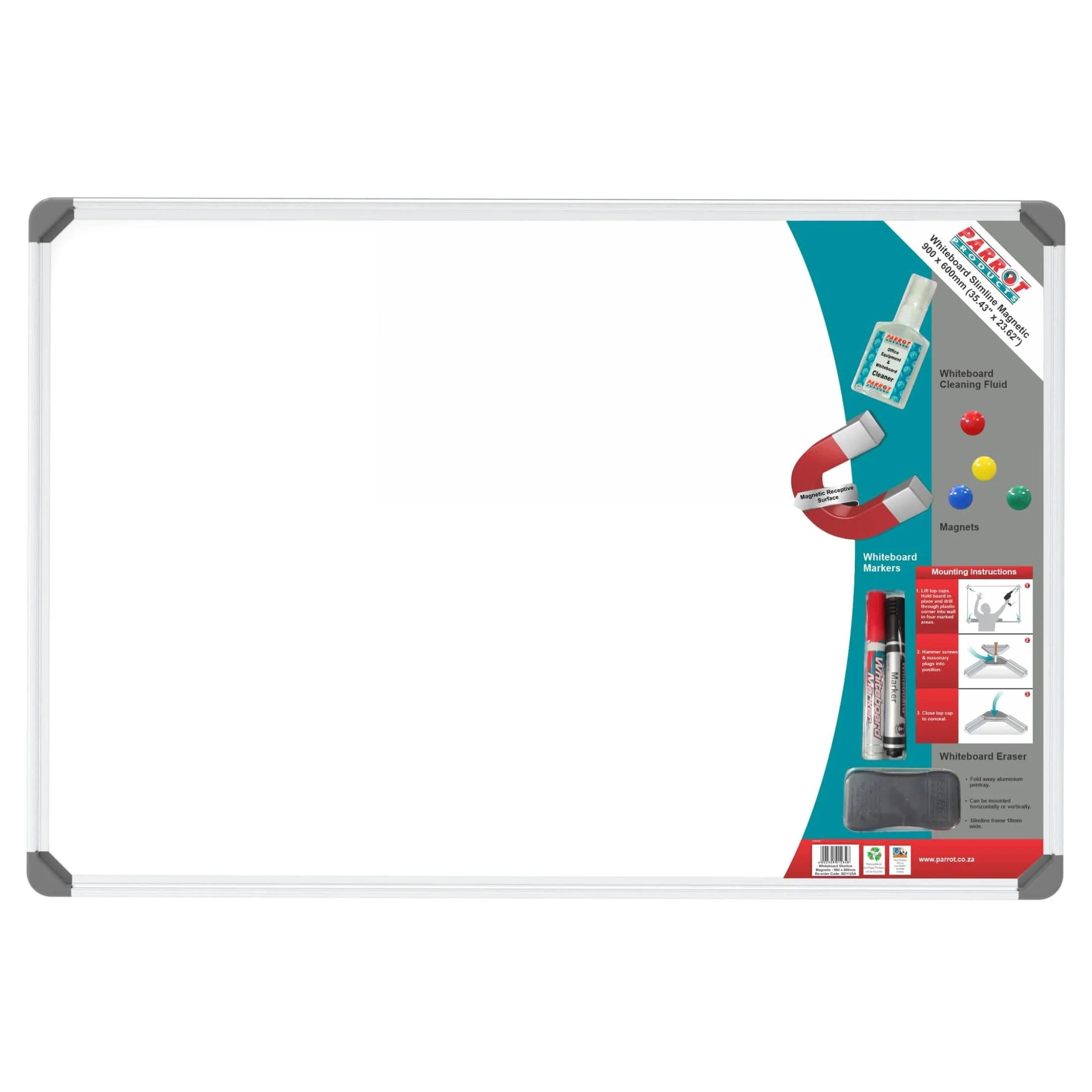 Parrot Slimline Magnetic Whiteboard (900*600mm - Retail) - Image 3
