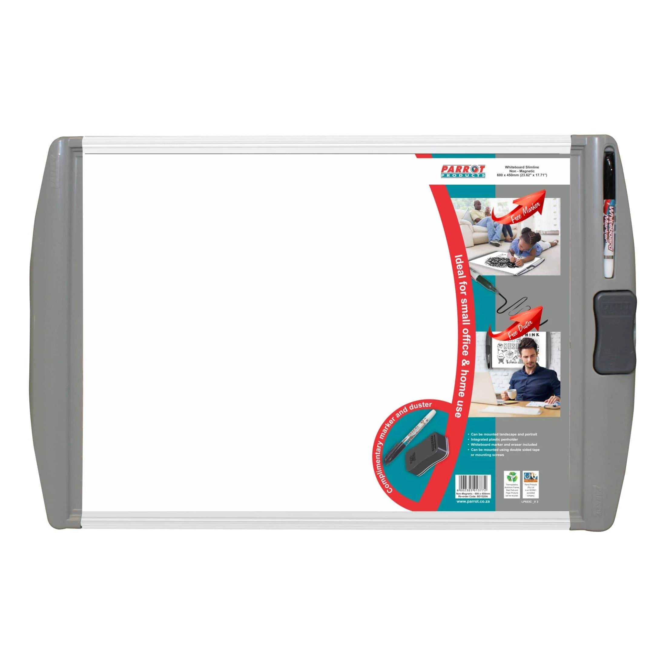 Parrot Slimline Non-Magnetic Whiteboard (600*450mm - Retail) - Image 3