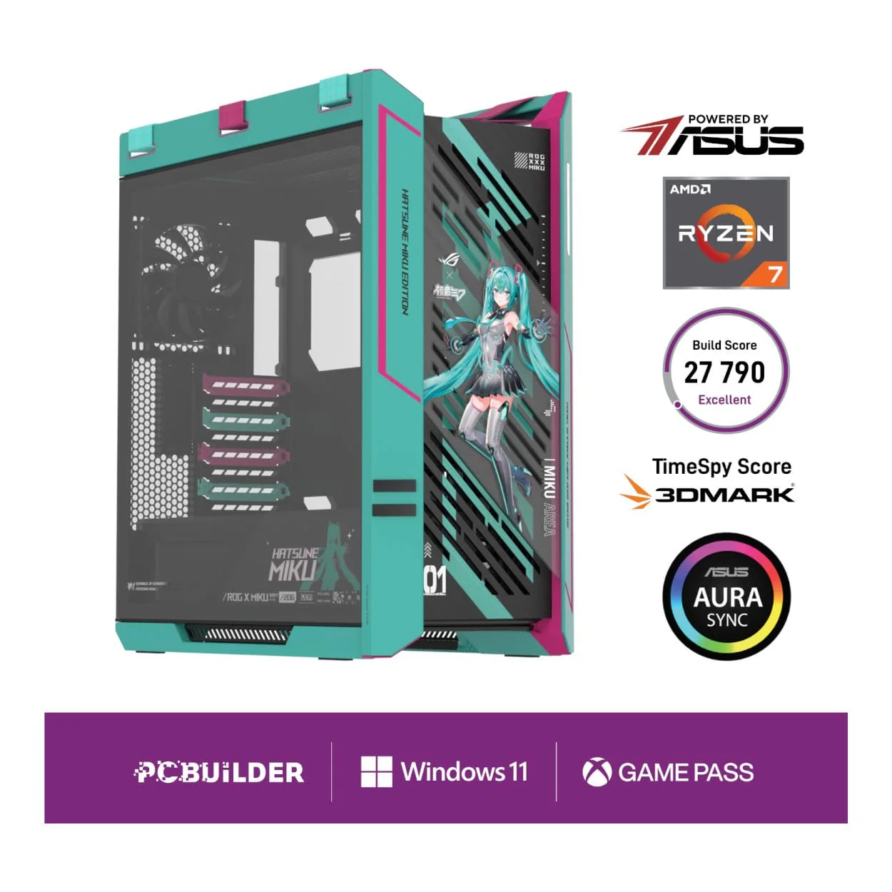PCBuilder ASUS X MIKU Gaming Desktop PC - AMD Ryzen 7 9800X3D 2TB SSD 32GB RAM RTX 5080 Win 11 Home - Image 3