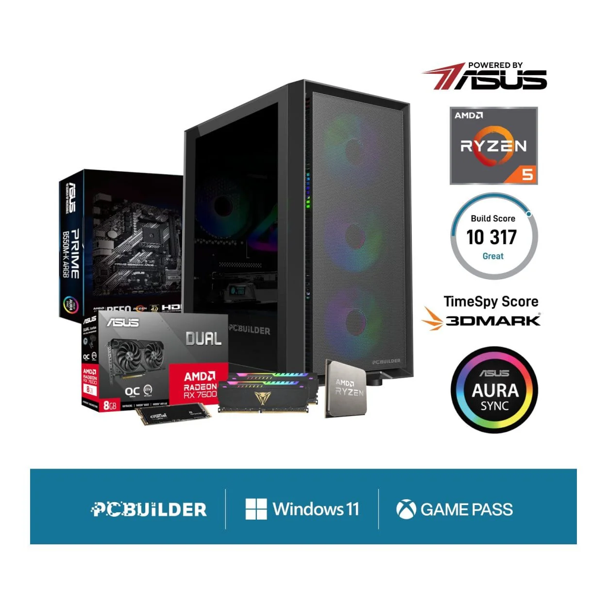 PCBuilder PATHFINDER Gaming Desktop PC - AMD Ryzen 5 5600X 1TB SSD 16GB RAM Radeon RX7600 Win 11 Home - Image 9