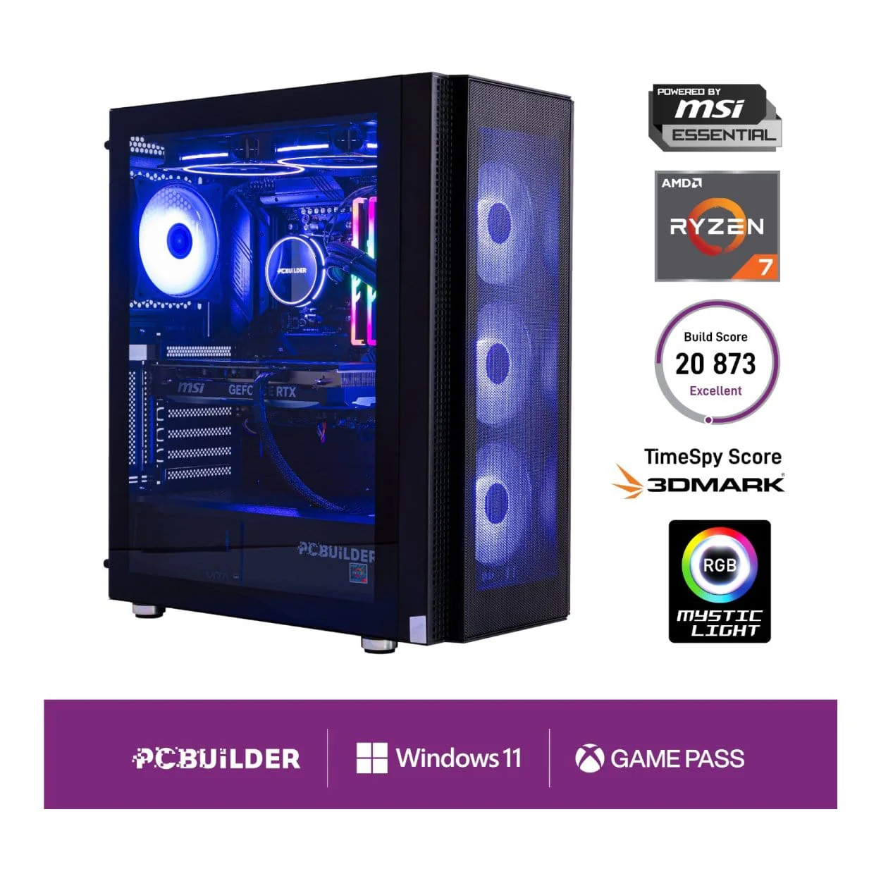 PCBuilder TACTICIAN Gaming Desktop PC - Ryzen 7 9700X 2TB SSD 32GB RAM GeForce RTX 5070 Win 11 Home - Image 10
