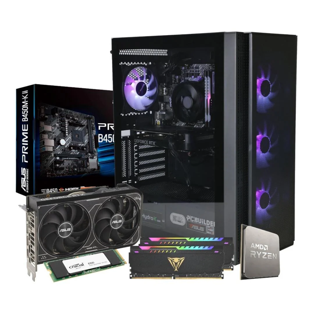 PCBuilder TITAN Gaming Desktop PC - Ryzen 5 5600X 1TB SSD 16GB RAM GeForce RTX 4060 Win 11 Home