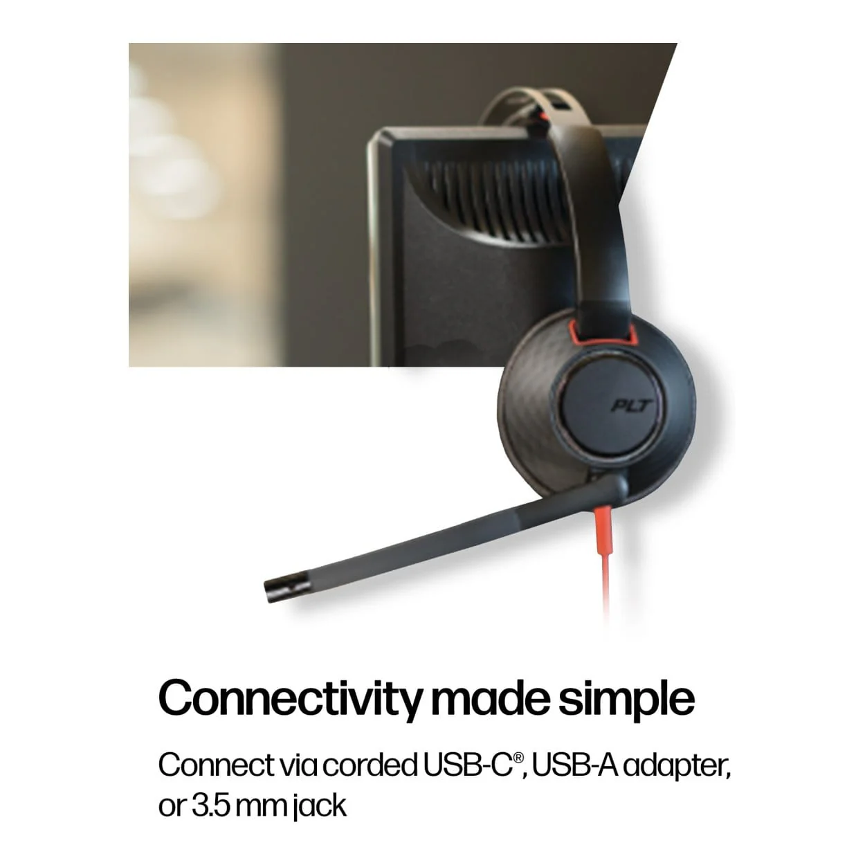 Poly Blackwire 5220 Stereo USB-C Headset with USB-A Adapter 8X231A6 - Image 6