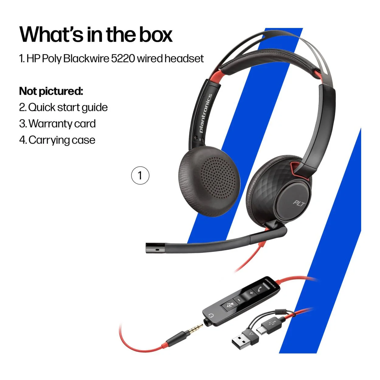 Poly Blackwire 5220 Stereo USB-C Headset with USB-A Adapter 8X231A6 - Image 8