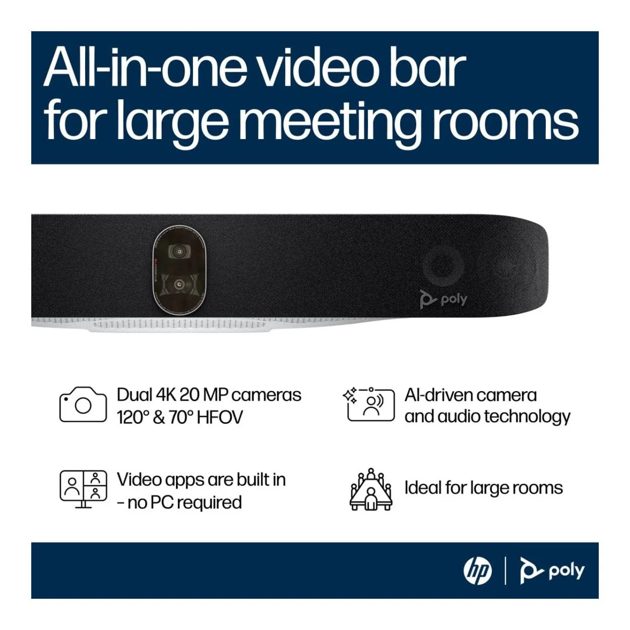 Poly Studio X72 All-In-One Video Bar with TC10 Controller Kit A4MA7AA - Image 8