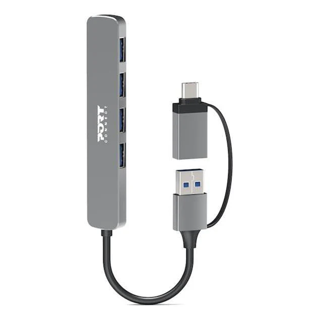 Port Designs 4-ports 5Gbps Multi USB Hub Silver 900161