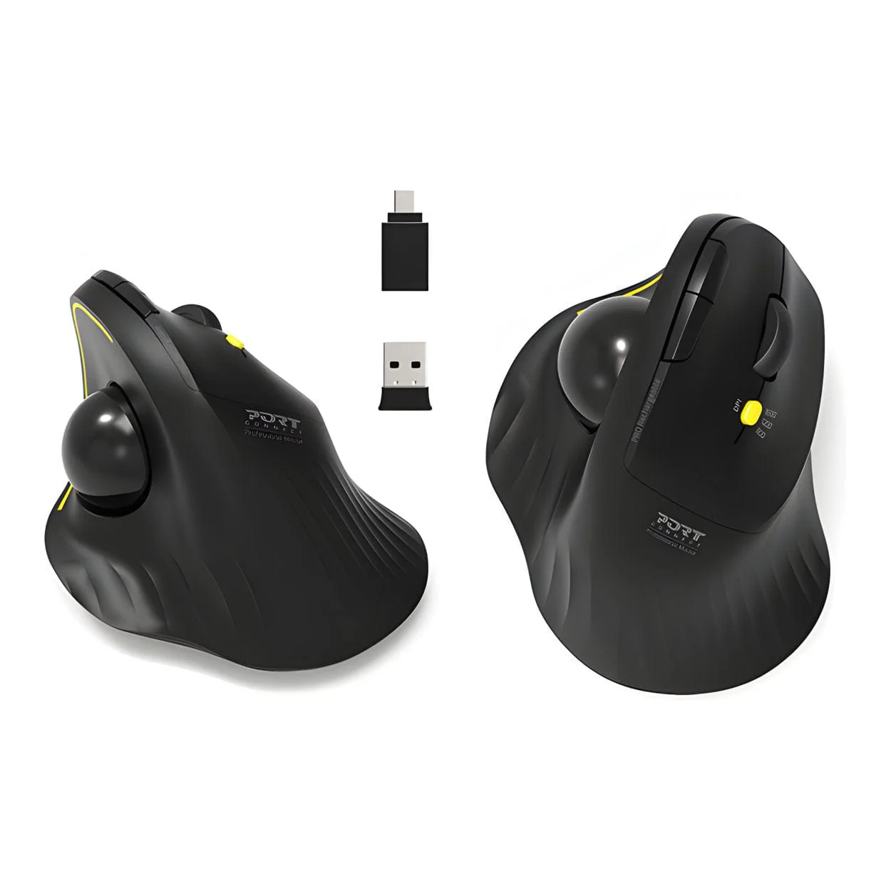 Port Designs Rechargeable Ergonomic Trackball 2.4GHz 1600 DPI Wireless Mouse Black 900719 - Image 5