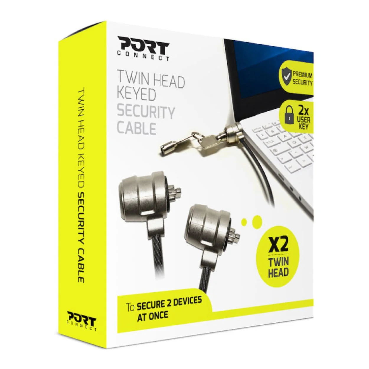Port Designs Standard Double Head Keyed Security Cable 901201 - Image 2
