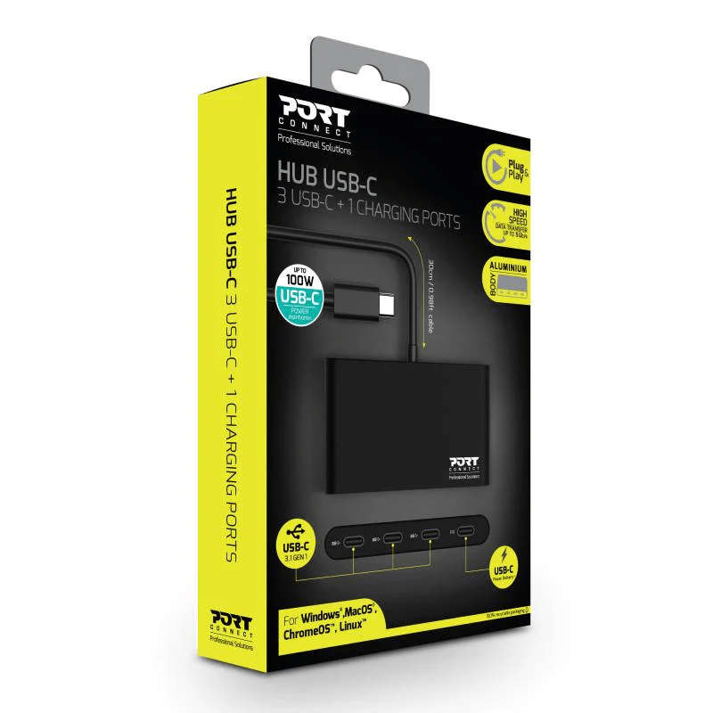 Port Designs USB Type-C 5000 Mbit/s Interface Hub Black 900147