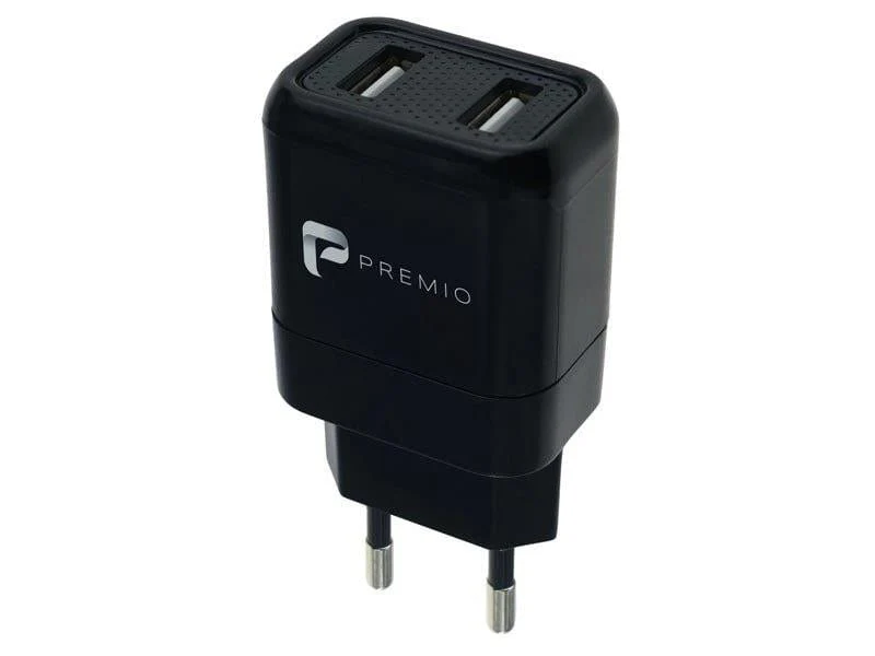 Premio 2.4 Amp Dual Wall Charger PM-8039-BK