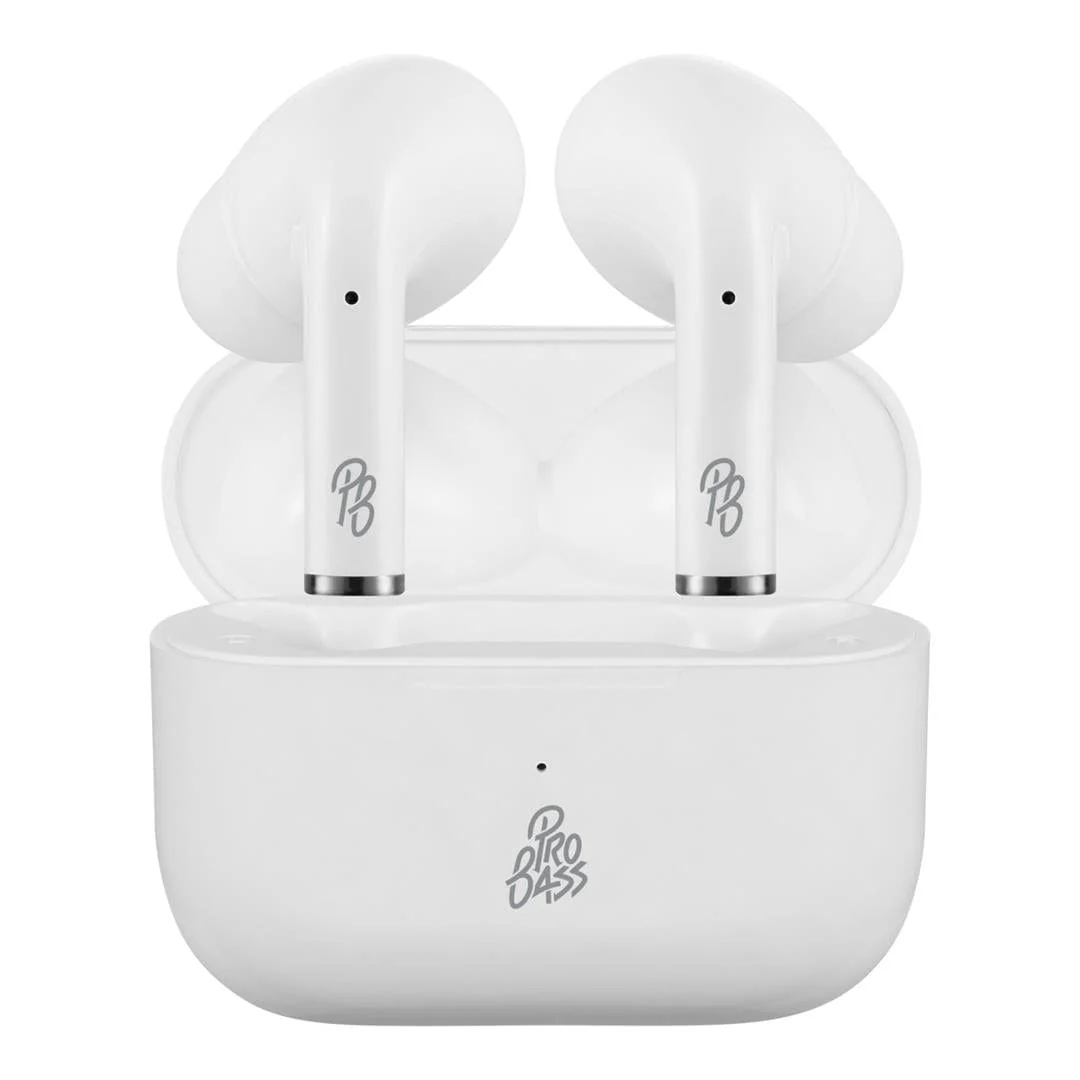 Pro Bass Pulse Buds True Wireless Earphones with Charging Case White PR-1119-WT