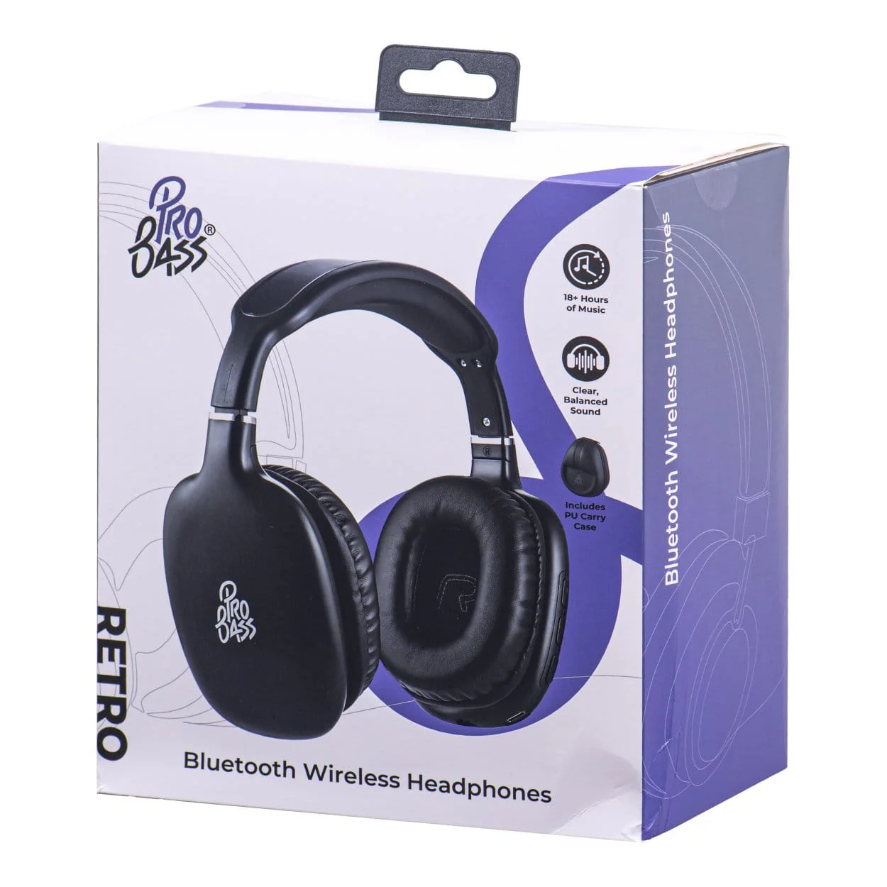 Pro Bass Retro Wireless Headphone Black PB-2014-BK - Image 2