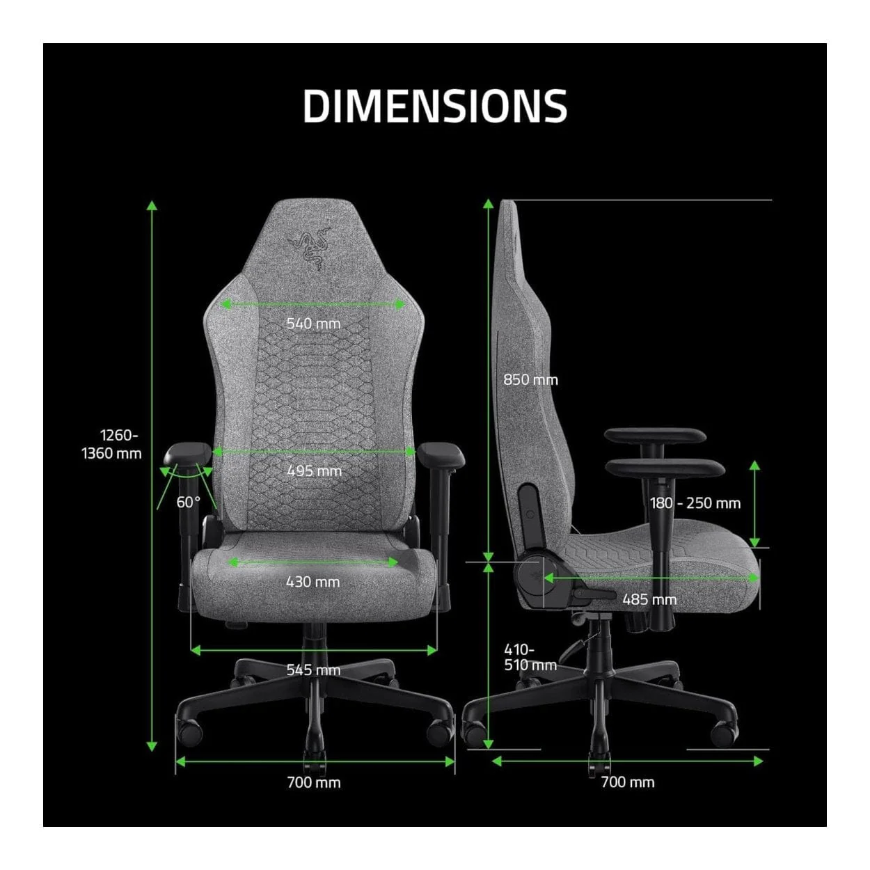 Razer Iskur V2 X Gaming Chair Light Grey RZ38-05310200-R3G1 - Image 4