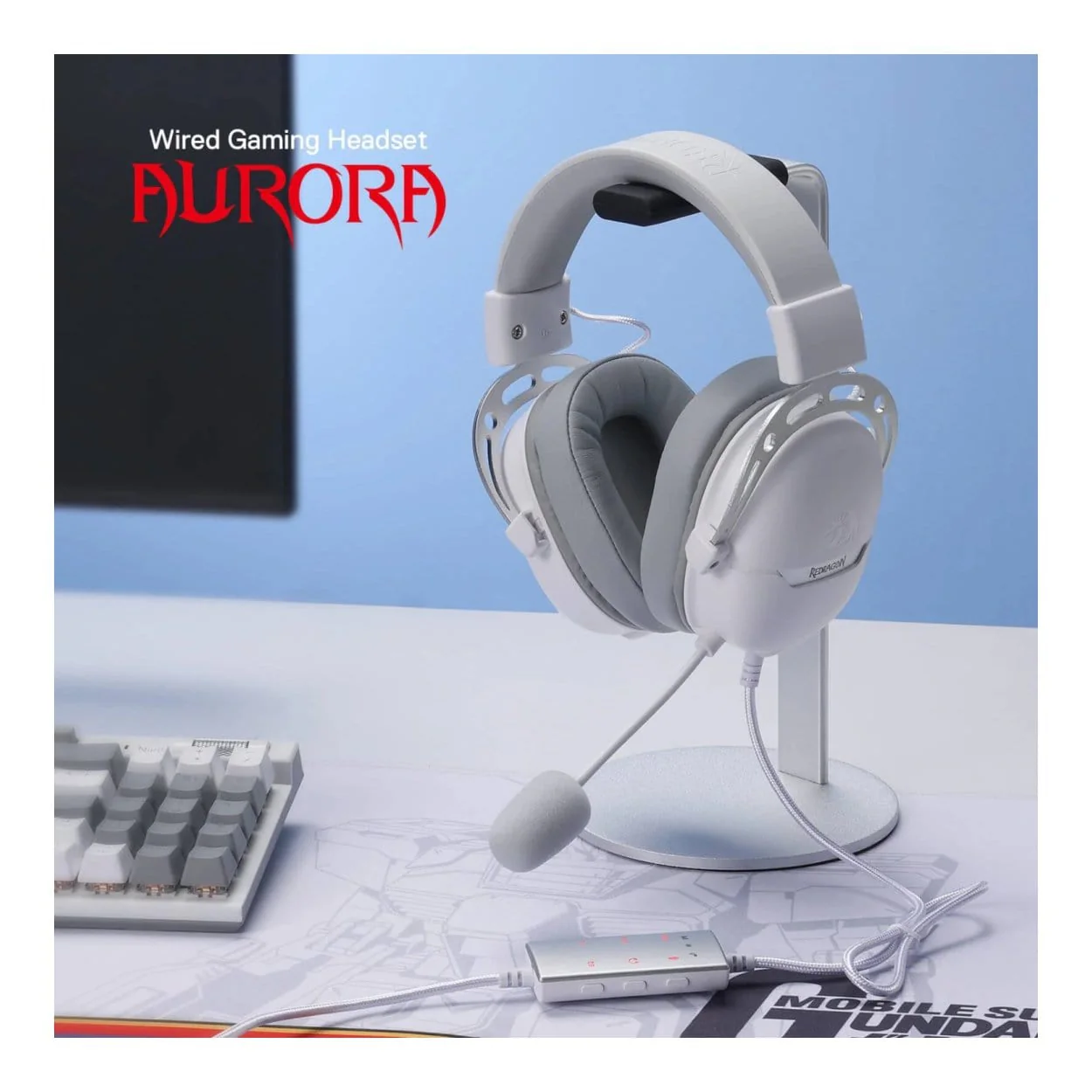 Redragon Over-Ear Aurora Gaming Headset - White RD-H376WG - Image 2
