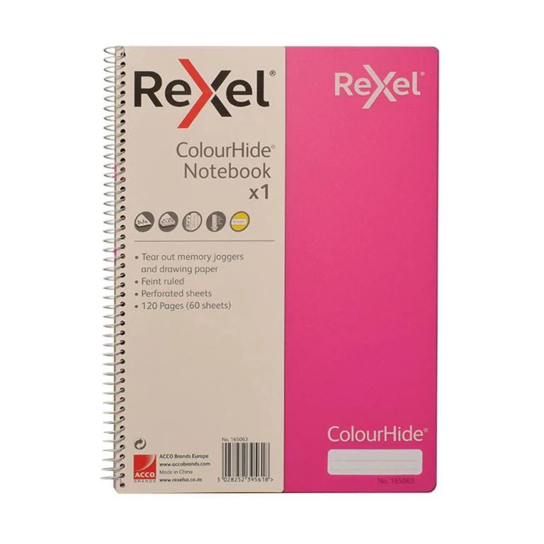 Rexel ColourHide A4 Notebook - Pink 165063
