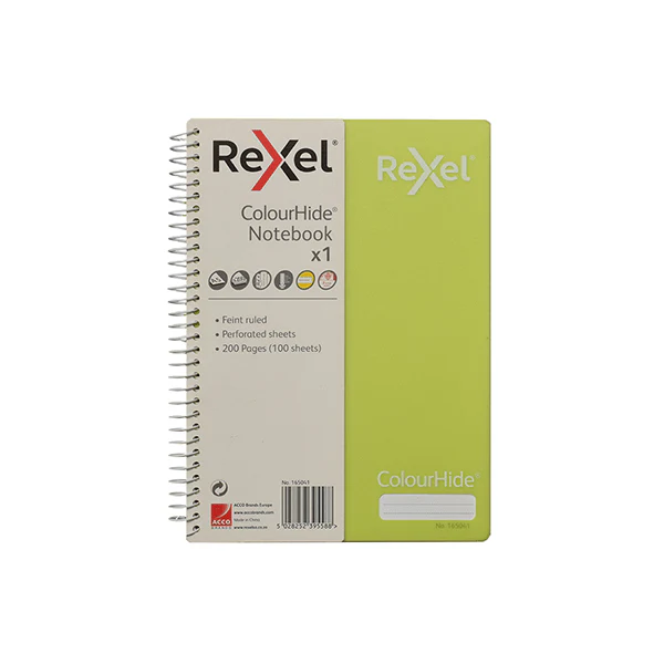 Rexel ColourHide A5 Notebook - Green 165041