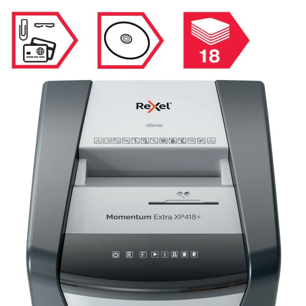 Rexel Momentum Extra XP418+ Jam Free Cross Cut Paper P4 Shredder 301062 - Image 4
