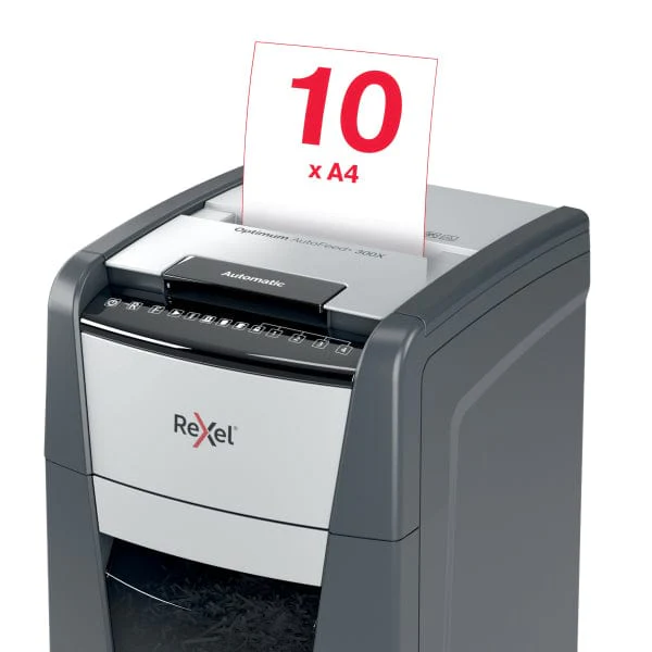 Rexel Optimum AutoFeed+ 300X Automatic Cross Cut P4 Paper Shredder 301422 - Image 4