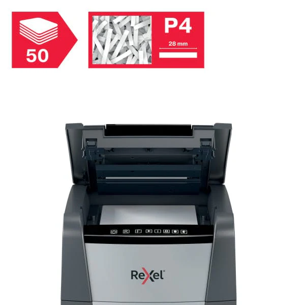 Rexel Optimum AutoFeed+ 50X Automatic Cross Cut P4 Paper Shredder 301397 - Image 6