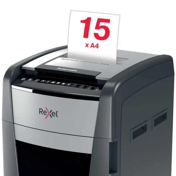 Rexel Optimum AutoFeed+ 600X Automatic Cross Cut P4 Paper Shredder 301433 - Image 13