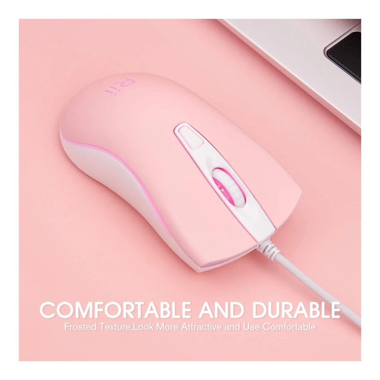 RII RM105 RGB Wired Mouse Pink - Image 5