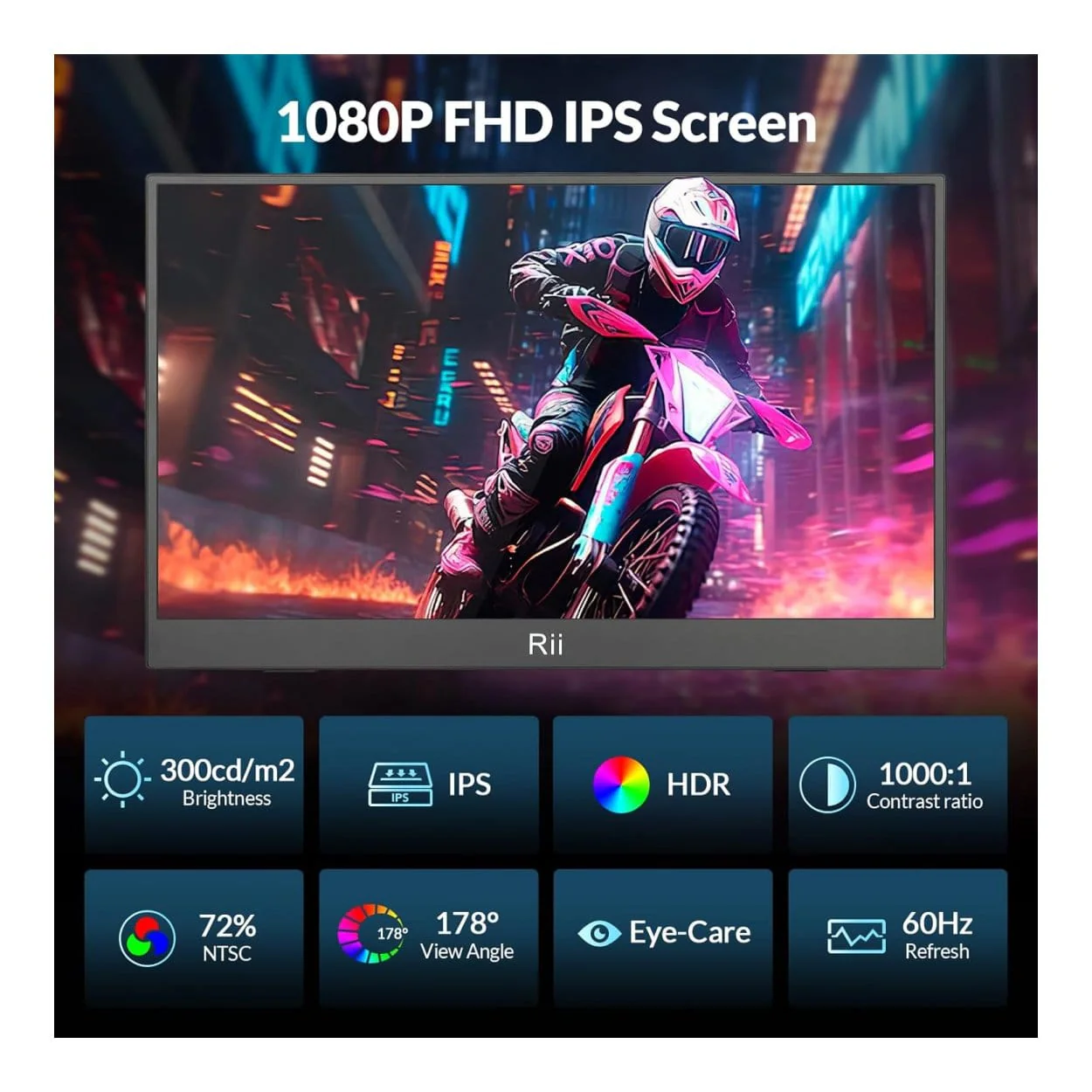 Rii RS100 15.6-inch 1920 x 1080p FHD 16:9 60Hz 14ms LED IPS Portable Monitor - Image 4