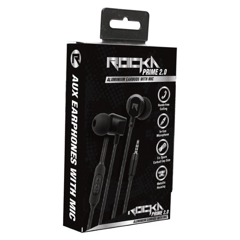 Rocka Prime 2.0 Series Wired Earbuds Black RK-1002-BK(V2)