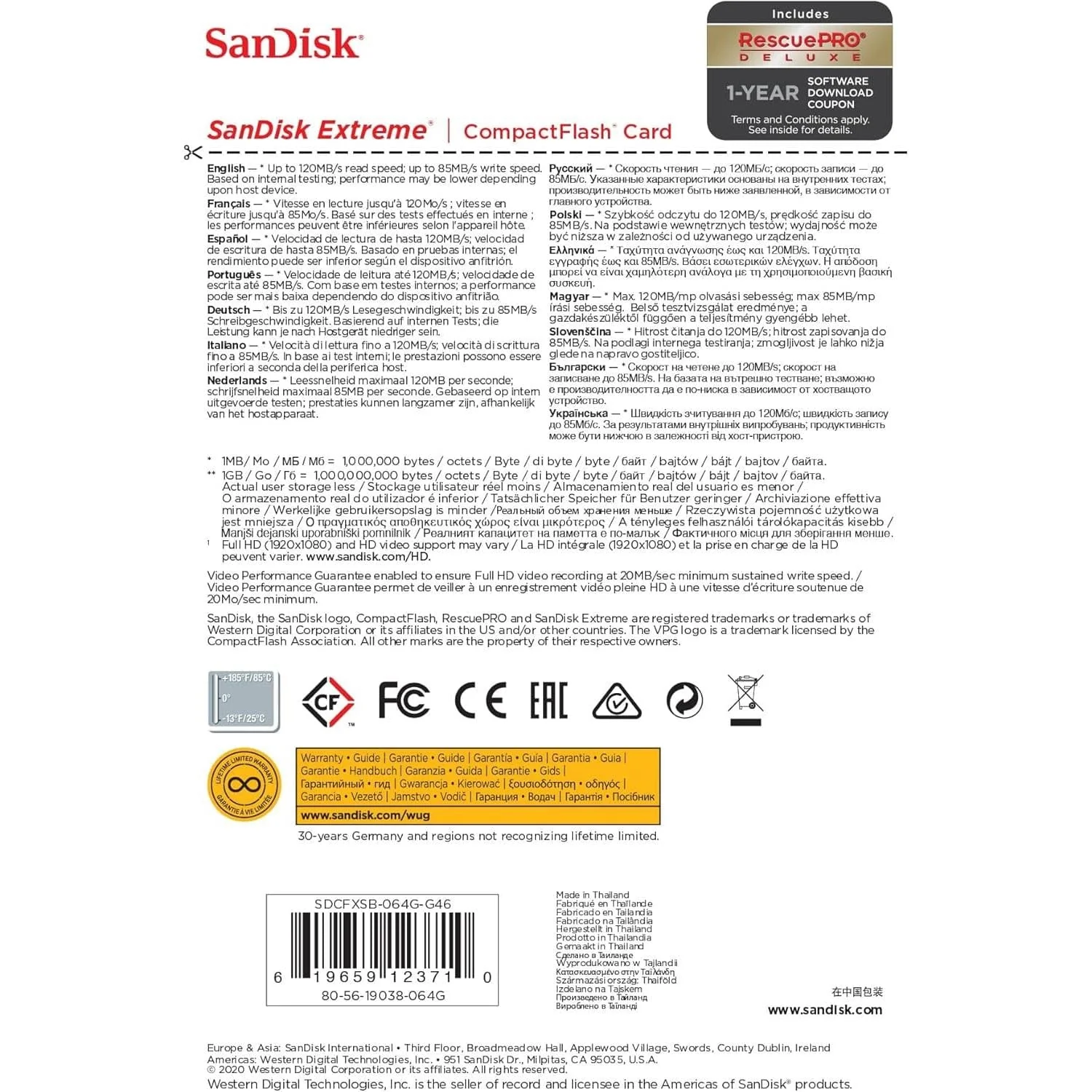 SanDisk Extreme 64GB CompactFlash Memory Card SDCFXSB-064G-G46 - Image 5