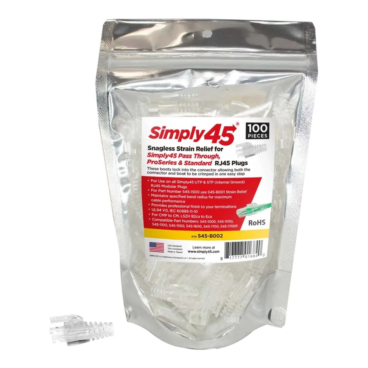 Simply45 Integrated Strain Reliefs for Unshielded Connectors S45-B002 - Image 3