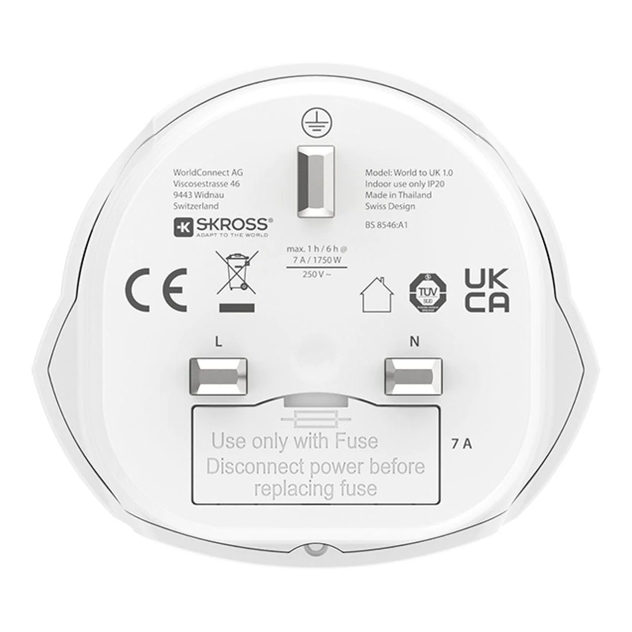 Skross 7A World to UK Adapter Plug 1.500225-E - Image 2
