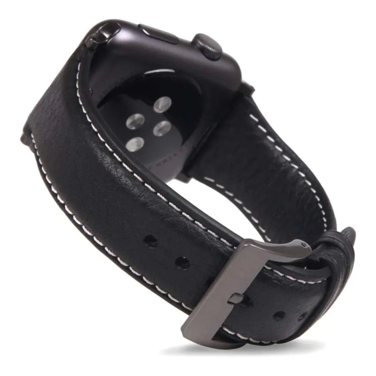 SLG D6 Italian Minerva 40mm Leather Strap for Apple Watch Black SD-D6M-S-AW40-BK - Image 4