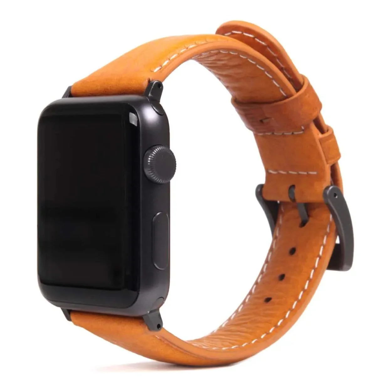 SLG D6 Italian Minerva 44mm Leather Strap for Apple Watch Tan SD-D6M-S-AW44-TA - Image 2