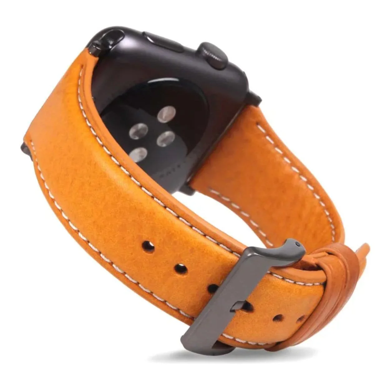 SLG D6 Italian Minerva 44mm Leather Strap for Apple Watch Tan SD-D6M-S-AW44-TA - Image 4