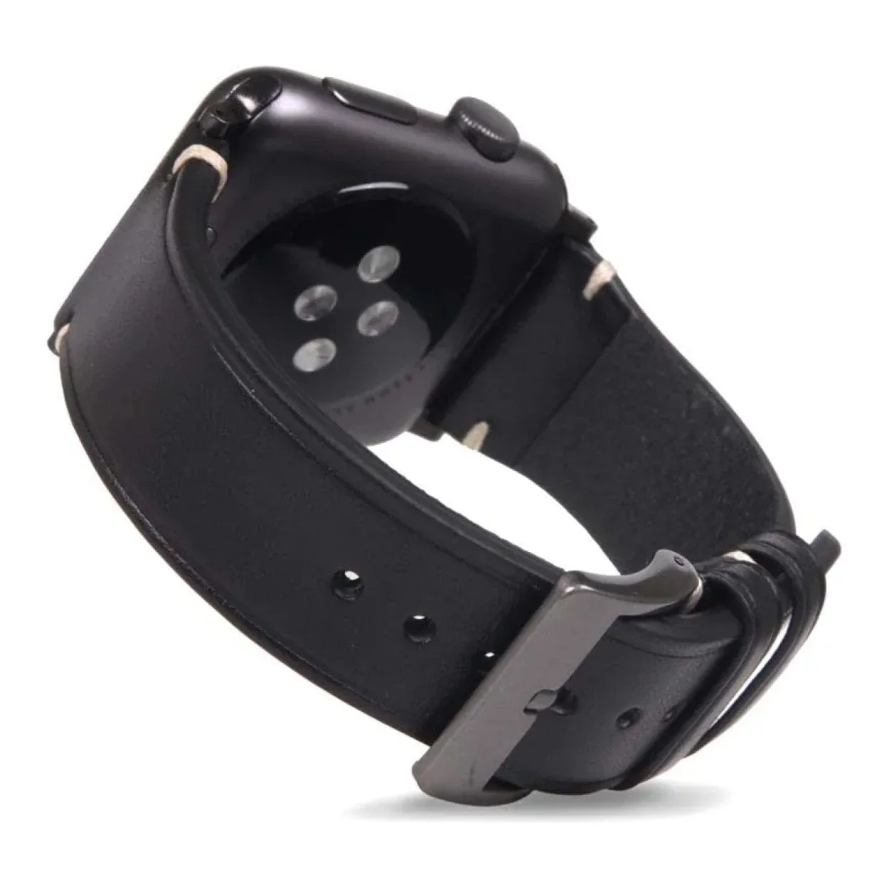 SLG D7 Italian Buttero 44mm Leather Strap for Apple Watch Black SD-D7B-S-AW44-BK - Image 2