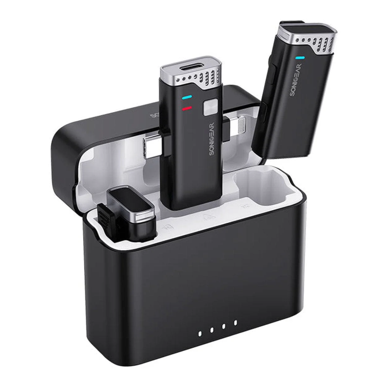 SonicGear WLM 3000 Duo Wireless Clip-on Microphone with Charging Case WLM3000DUOBLK - Image 2