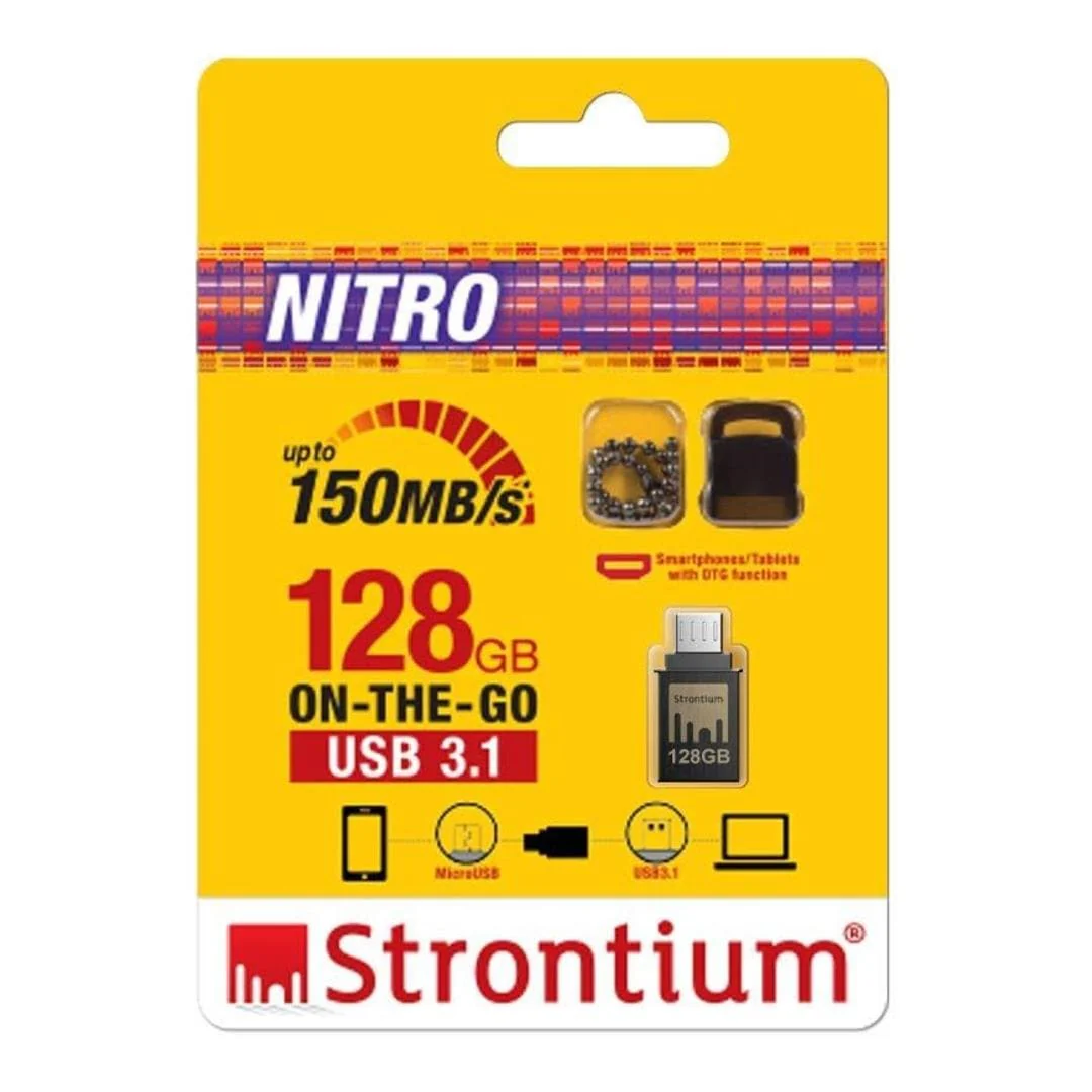 Strontium Nitro OTG 128GB USB 3.1 Black Flash Drive SR128GBBOTG2Y