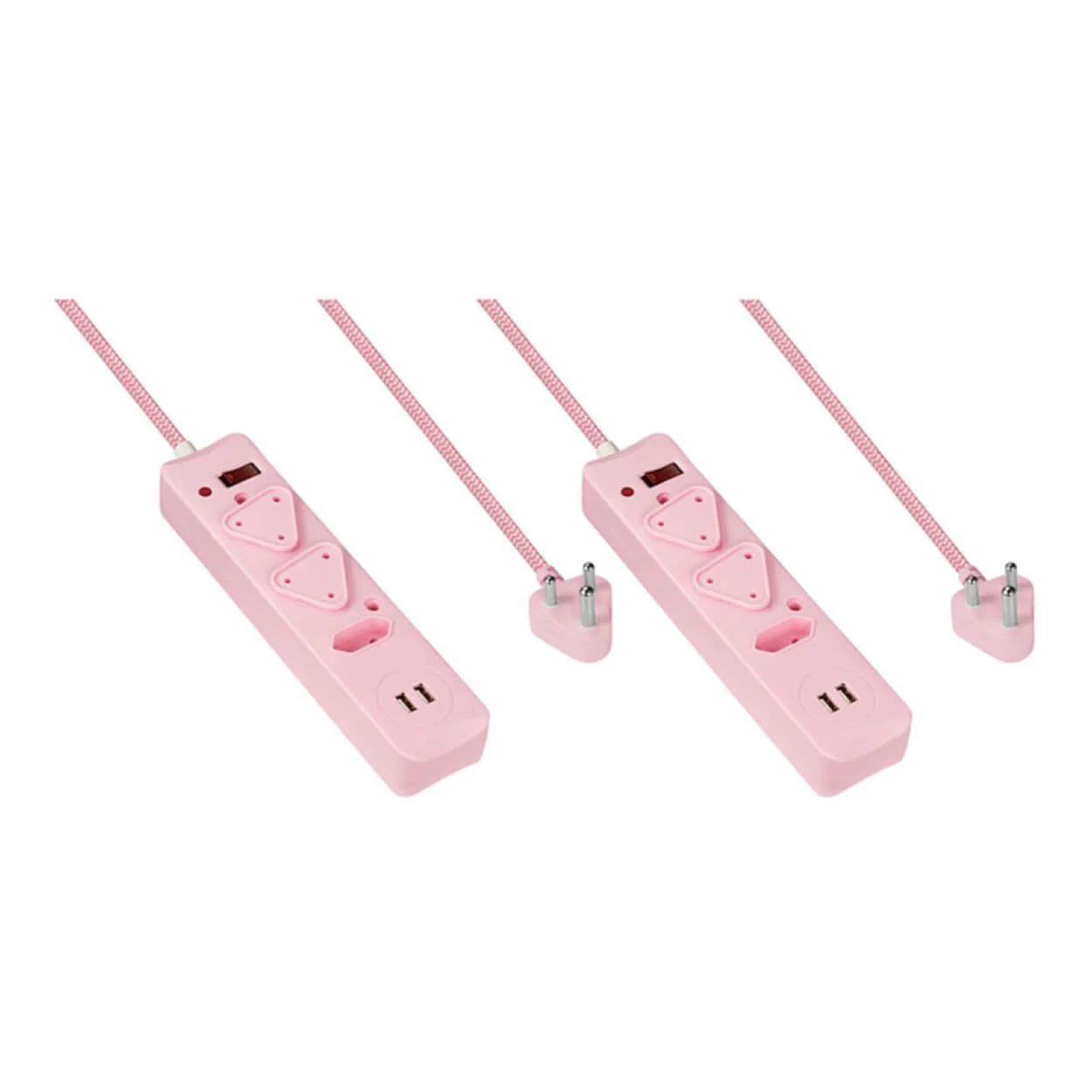 Switched 3-Way Surge Multiplug with USB 0.5m Pink 2-pack MS-8501-05-PK-BUN - Image 3