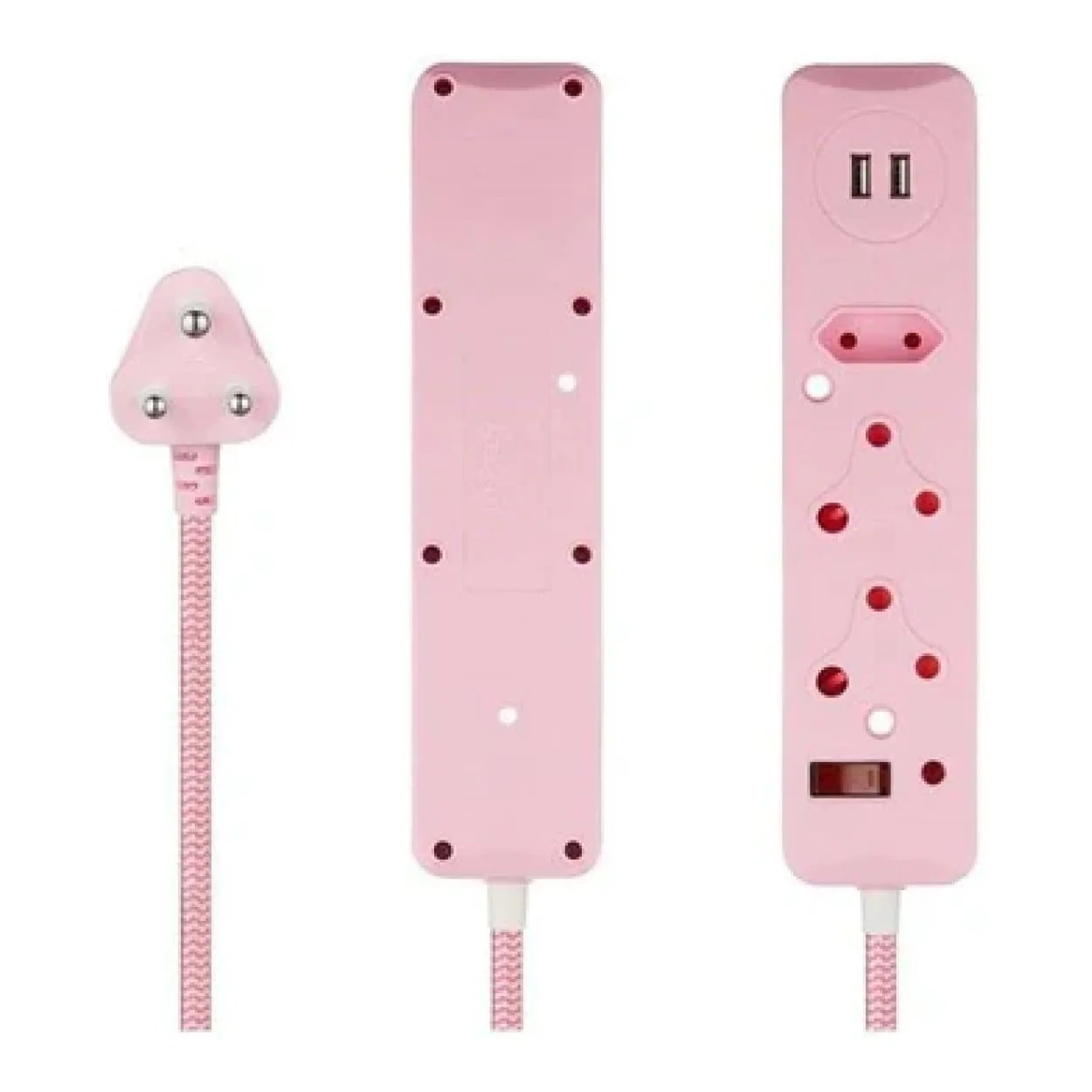 Switched 3-Way Surge Multiplug with USB 3m Pink 2-pack MS-8501-3-PK-BUN - Image 2