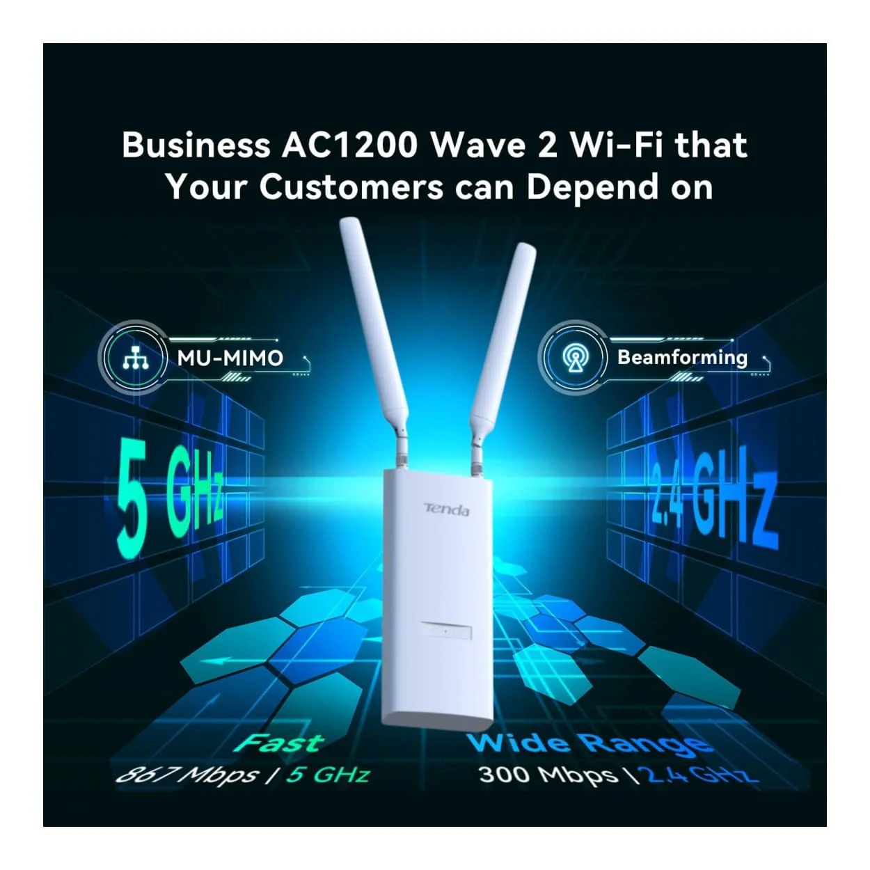 Tenda OAP1200 AC1200 Dual-Band IP65 Outdoor Wi-Fi Access Point - Image 2