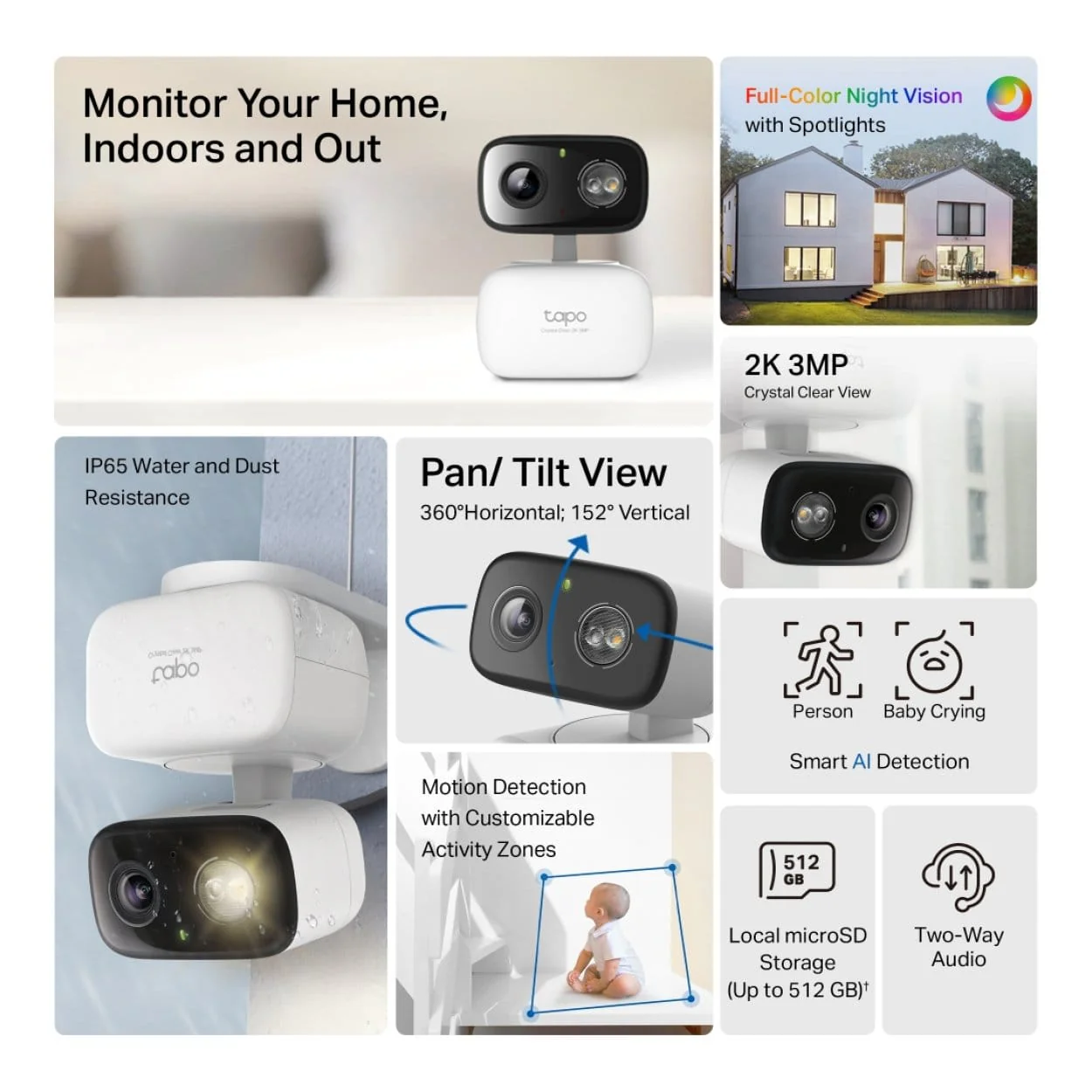 TP-Link Tapo C216 2K 3MP 4mm Wi-Fi Pan/Tilt Home Security Camera - Image 5
