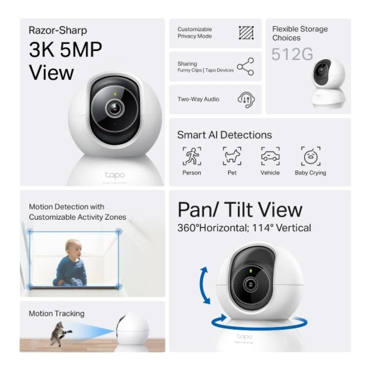 TP-Link Tapo C230 Pan/Tilt AI Home Security Wi-Fi Bulb Camera - Image 3