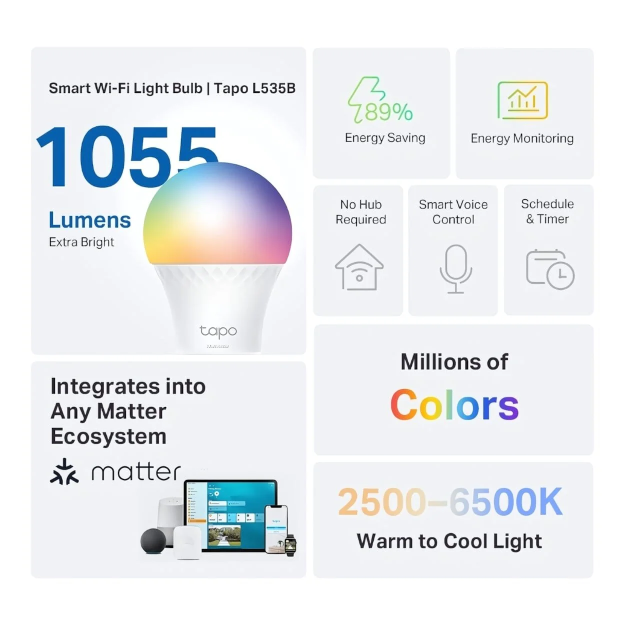 TP-Link Tapo L535B Multicolor Smart Wi-Fi Light Bulb - Image 2